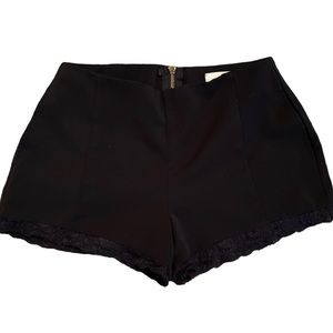 Black Shorts With Lace Trim